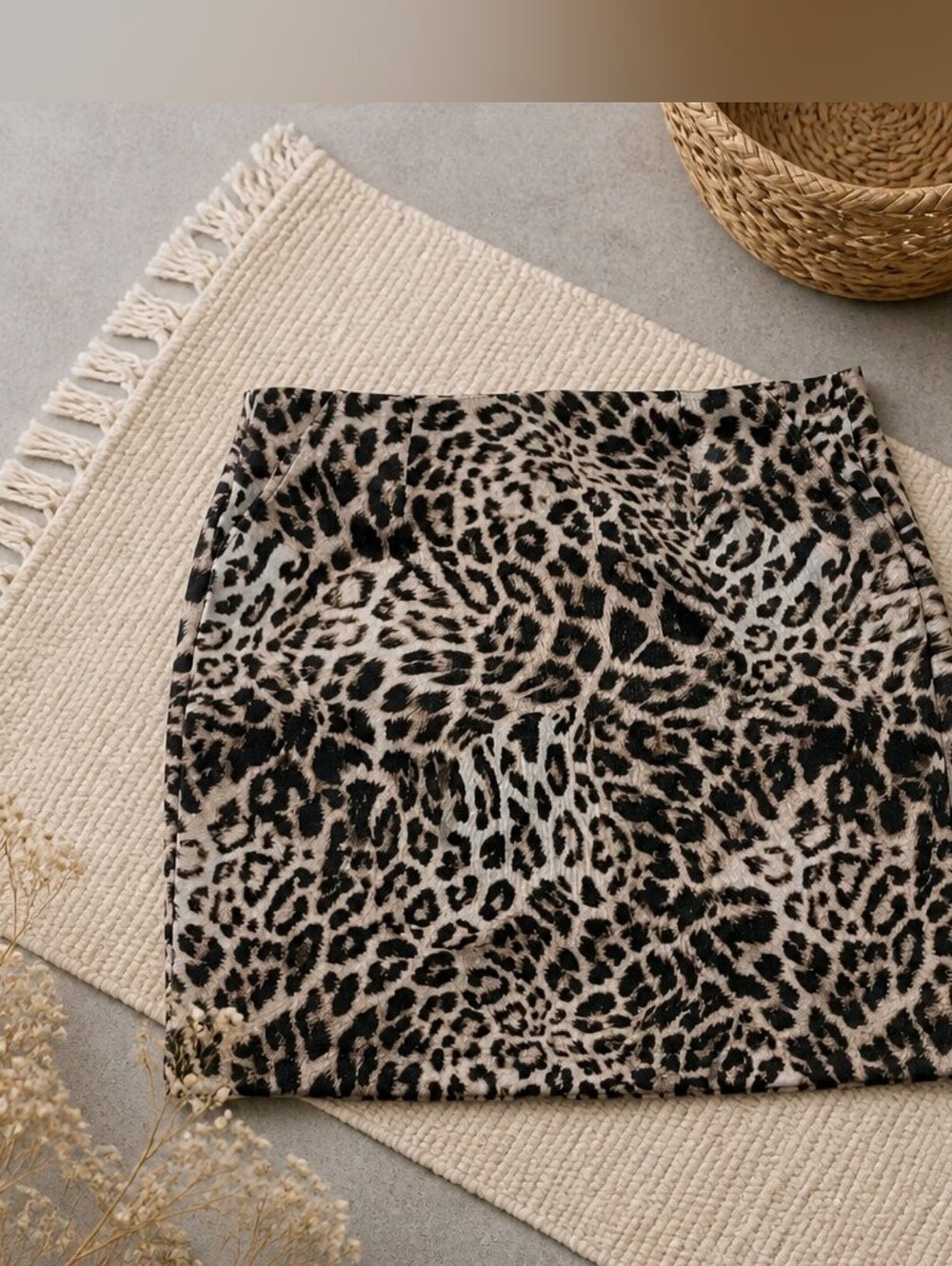 CABI Sophia Skirt Leopard Print Black & Cream Size 12